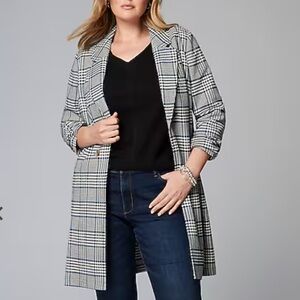 J. Jill Long Plaid Duster Blazer